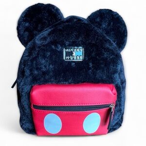 ⭐️ NWOT Mickey Mouse Bioworld Backpack Faux Fur and Leather Disney